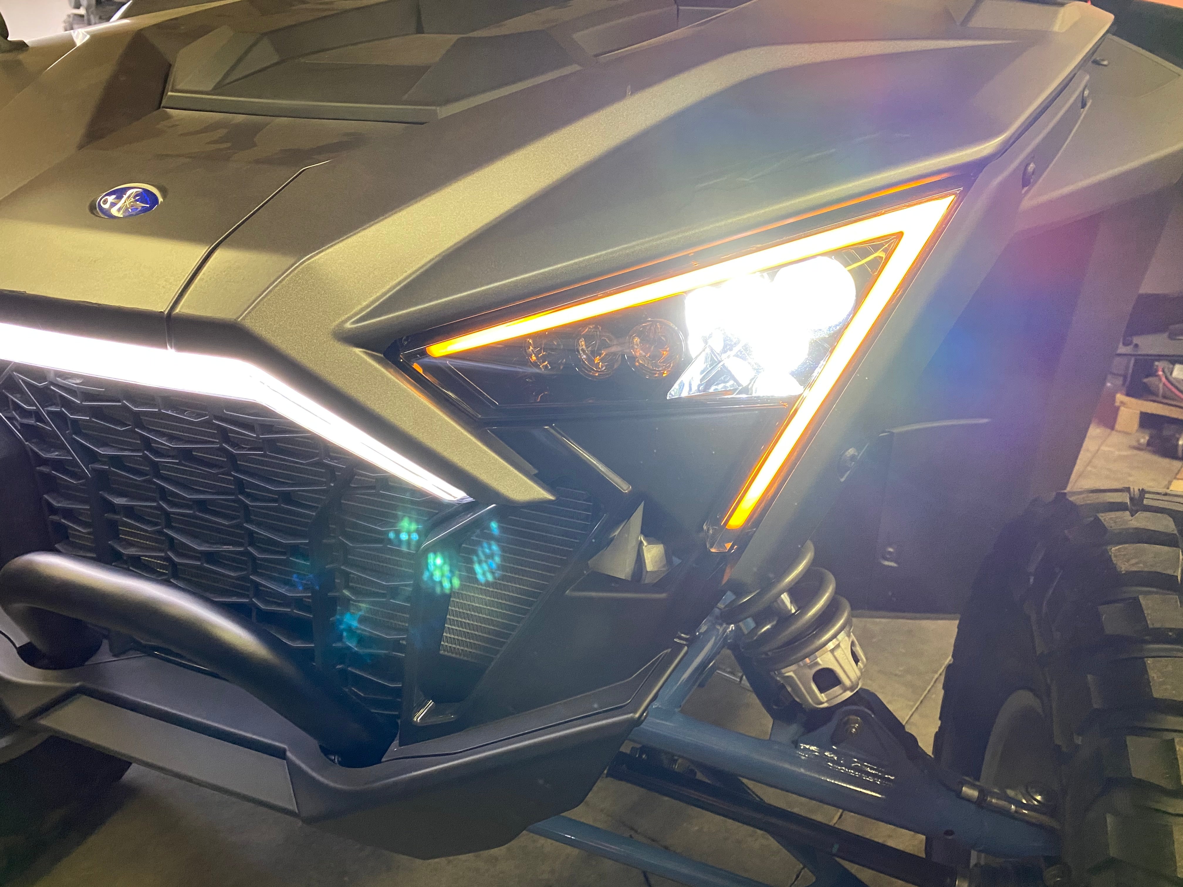 Close-up of RZR Turn Signal Headlights